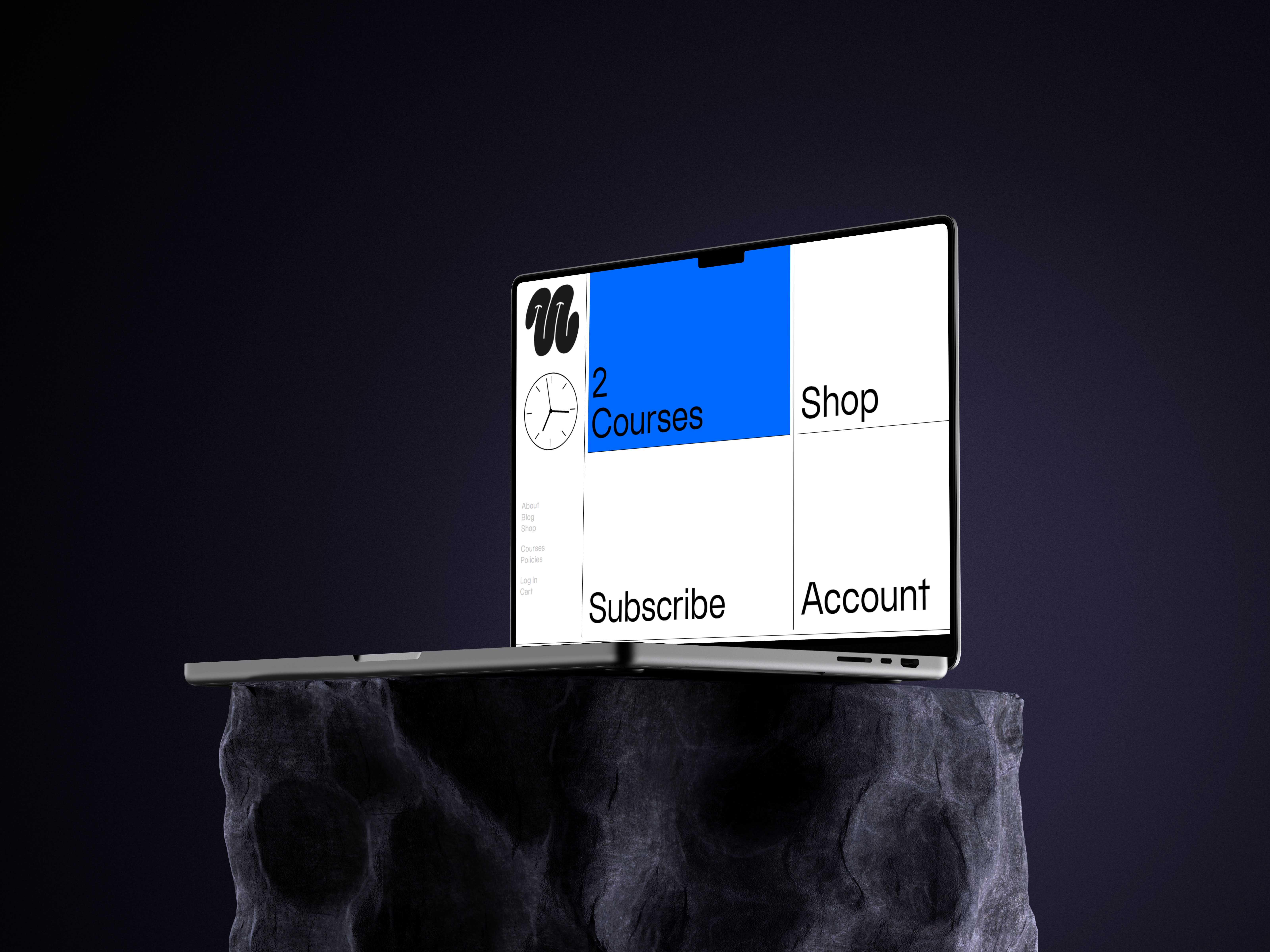 Free Macbook Pro Mockup On Stone Pedestal
